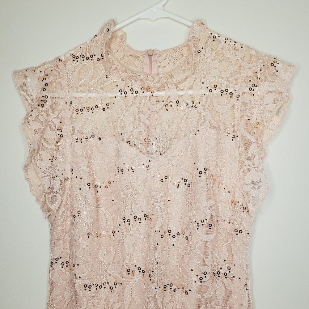 Enfocus Studios Dress Womens Sequin Lace Peach Size 4 Zipper Occasion Wedding - Picture 3 of 9